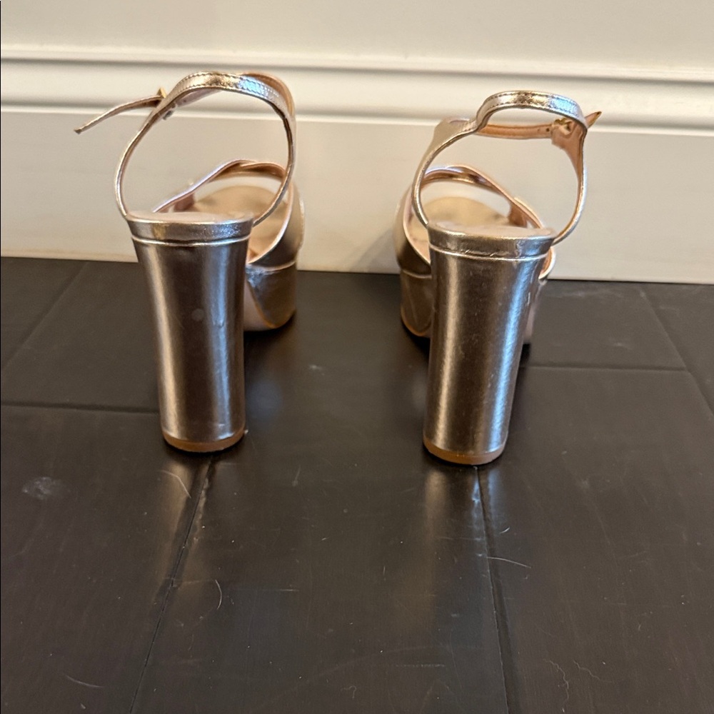 SCHUTZ Metallic Gold Platform Heels - Picture 5 of 6